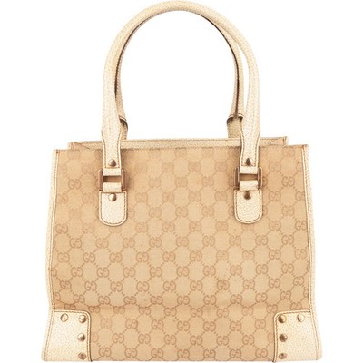 Gucci Monogram GG Canvas Studded Tote Handbag Tasche