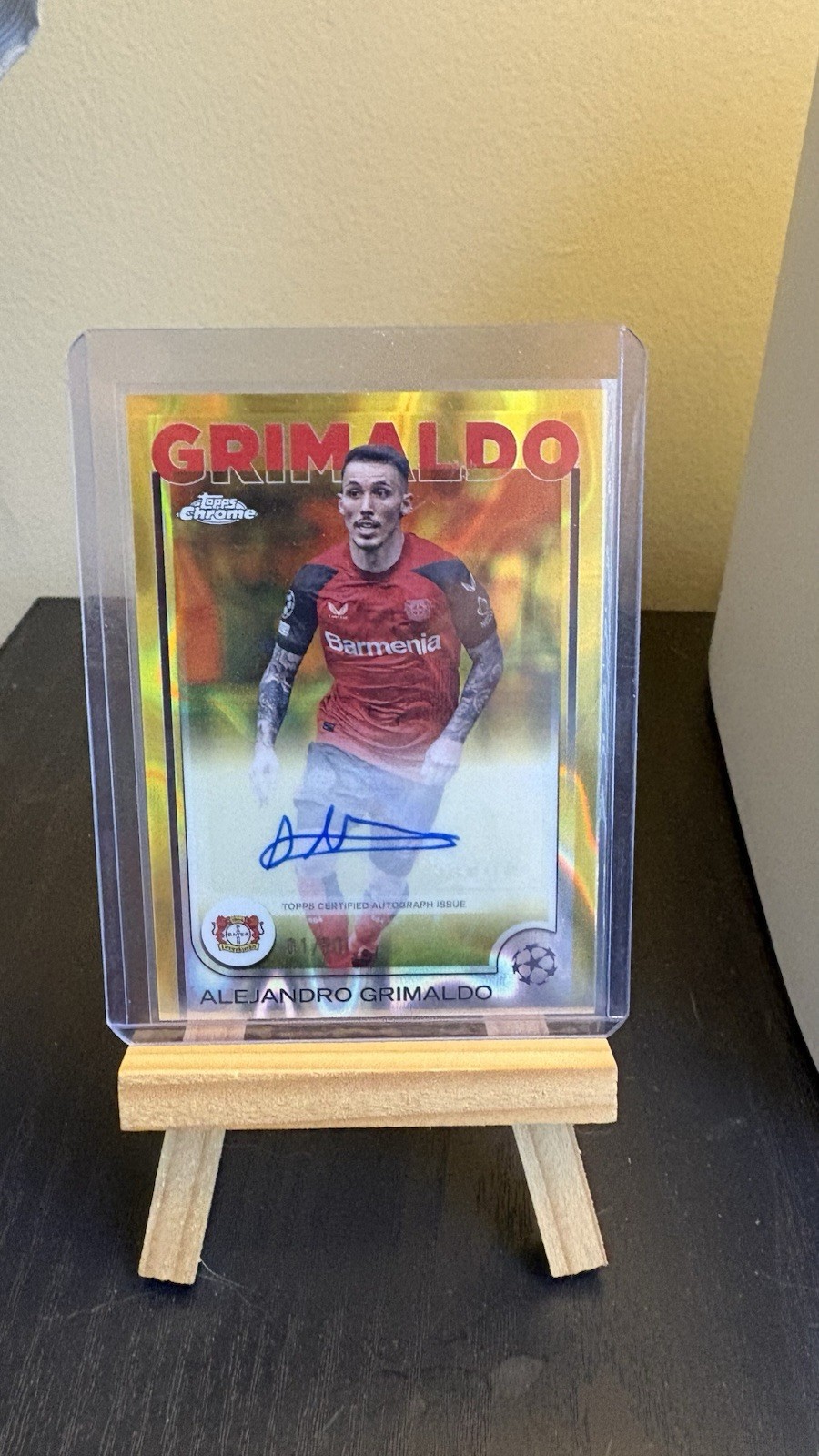 2025 ALEJANDRO GRIMALDO /50 AUTO TOPPS CHROME UEFA CHAMPIONS LEAGUE LAVA GOLD