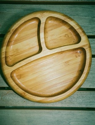 Bamboo Wooden Oval Plate Avanchy  Divided 3 Section-plate 6 Inch