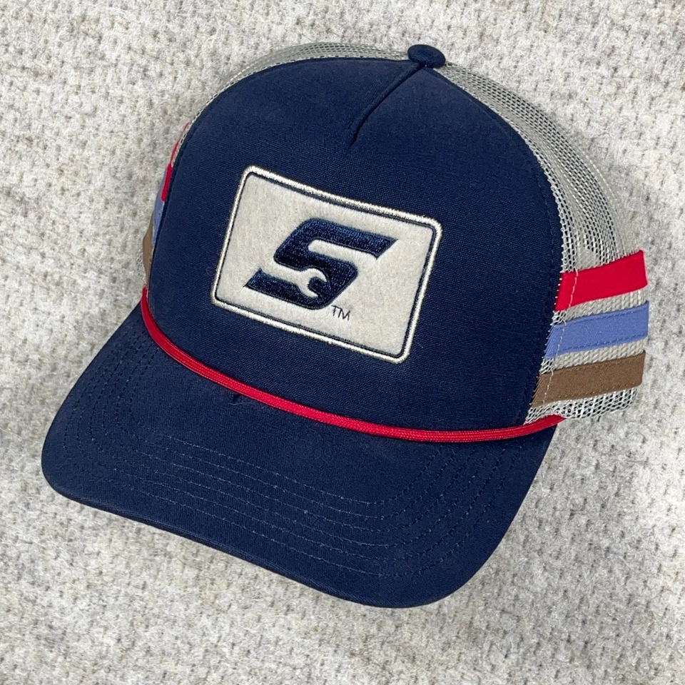 Herramientas a Presión Trucker Sombrero Gorra SnapBack Azul Rojo Cuerda Rayas Laterales Retro Adulto Foto 2 de 4