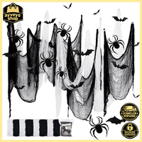 Halloween Deko Stoff 183X76Cm 8 StüCk Gruselige Fledermaus Spinnen FüR Party