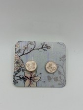 Butterfly Pink Gold Toned Stud Earrings