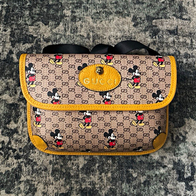 Gucci Disney Mickey Mouse GG Monogram Small Shoulder/Crossbody Bag Beige