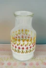 Vintage Anchor Hocking Orange Juice Carafe Pitcher with TULIP Flowers MCM