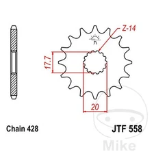 15687-compatibile con YAMAHA YZ 85 LW 19/16 PULGADAS 29 CV, 21 KW 1CIL. CB05C 5S
