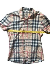 Burberry Brit Nova Check Plaid Short Sleeve Button Shirt Men  s Small Cotton