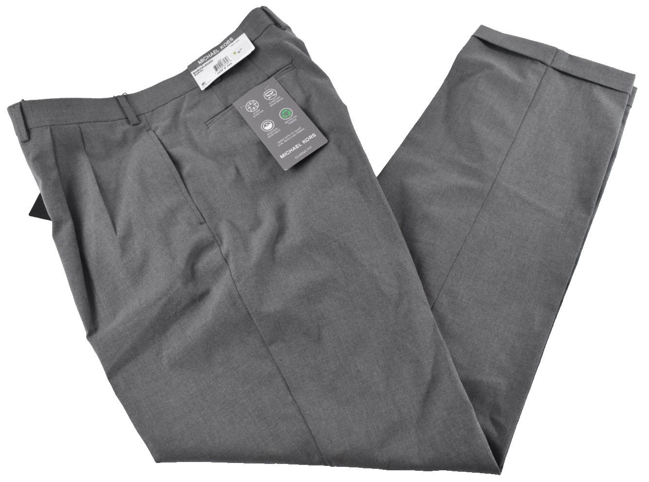 Michael Kors Mens Bedford Pants New 32 33 34 42 Gray Pleated Stretch Classic Fit