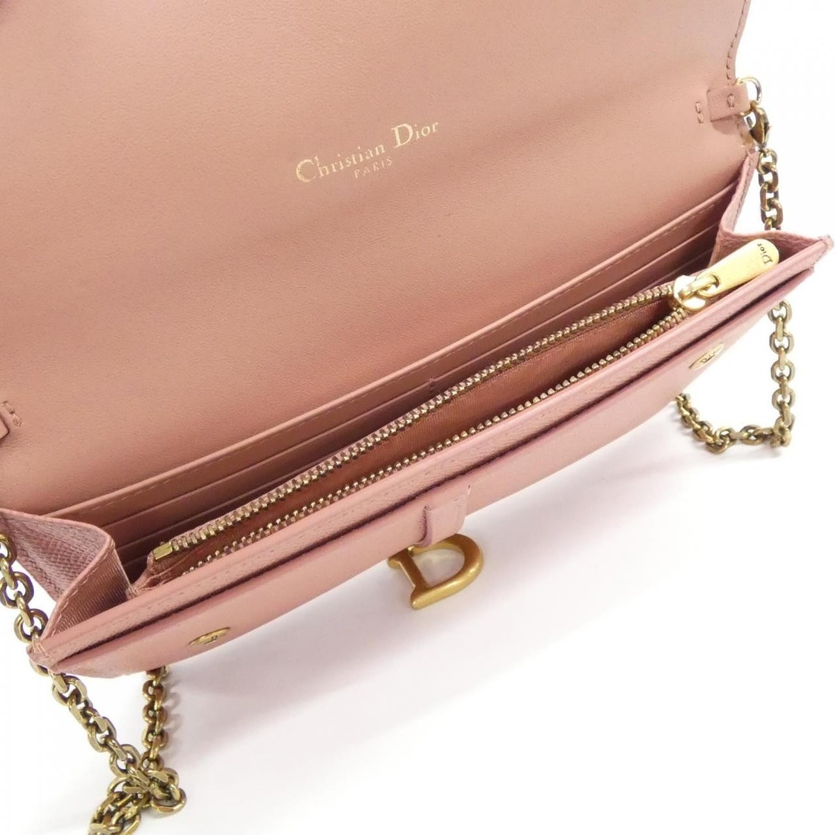 Authentic Christian Dior Saddle S5614CWVG Chain Wallet #260-007