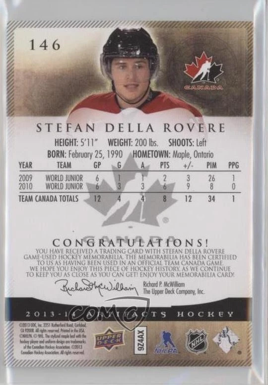 2013 Artifacts Horizontal Spectrum Patch/Patch /9 Stefan Della Rovere #146 Patch - Image 2 of 2