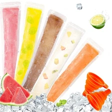 320 Pcs Disposable Plastic Ice Lolly Bags w/ Funnel - Mold Bags for Ice Pop