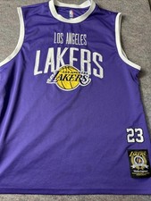 Los Angeles Lakers LeBron James #23 NBA Size L Basketball Jersey Purple White