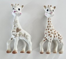 Sophie the Giraffe baby infant Natural Rubber Teether Squeaker Toy Lot of 2