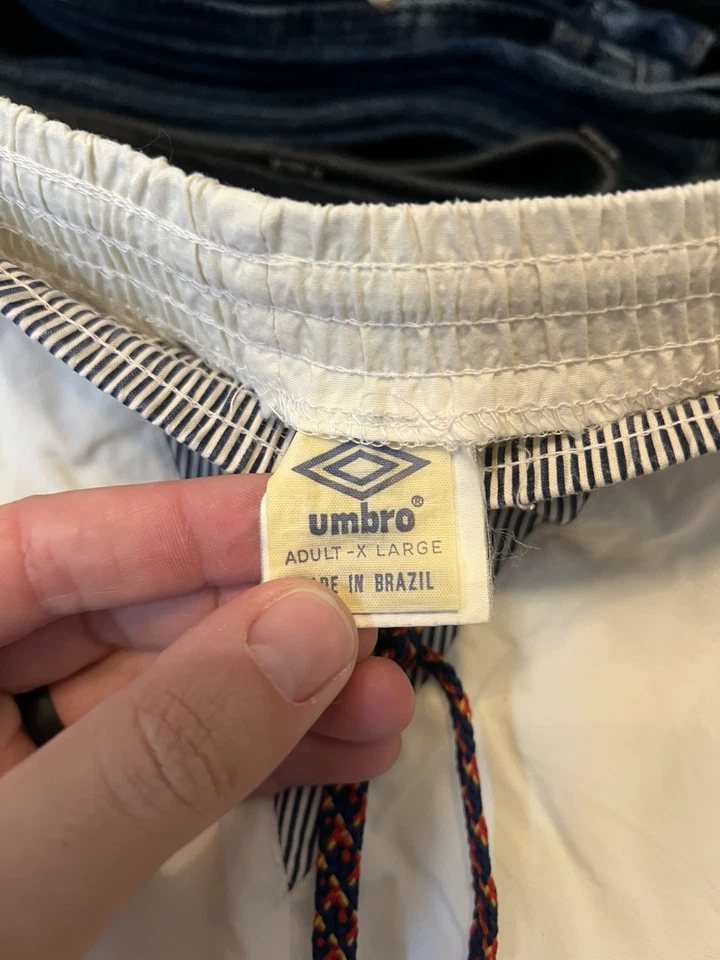 Pantalones Cortos de Fútbol Umbro Vintage Años 90 Blanco Algodón Nailon Hechos en EE. UU. - Para Hombre’s X-Grande Foto 4 de 4