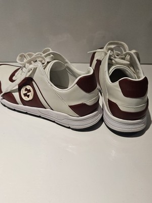 Gucci Interlocking G logo Leather Sneaker White/Red 426185 Women's Size 38