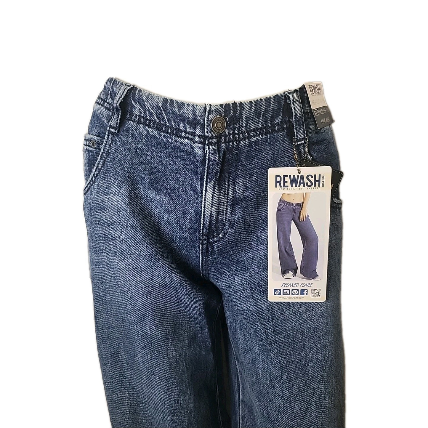 Rewash Relaxed Flare Low Rise Blue Denim Jeans Sz:3/26