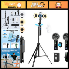 Magnetic Vlogging Kit for iPhone/Android - 71" Auto Face Tracking Tripod, Light