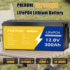 300Ah 12V LiFePO4 Lithium Battery Built-in BMS Deep Cycle for RV Solar Off-grid