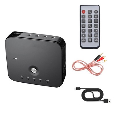 4 Port HIFI Audio Adapter Switcher Remote Control Bluetooth Receiver Switch Box
