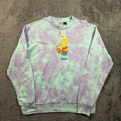 The Simpsons Bart Simpson Slurpee Brain Freeze Sweatshirt M Tie Dye Purple NWT