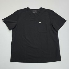 Figs Technical Collection Chisec 3 Pocket Mens Black V-Neck Scrub Top TM3000 XXL