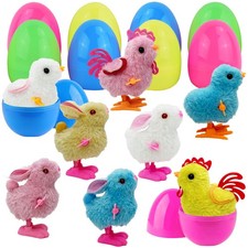 8 Pcs Prefilled Easter Eggs with Wind-up Jumping Toys, Filled Easter Eggs wit...