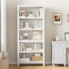 Bookshelf 5-Tier Wooden Bookcase with 3 Adjustable Shelf Floor Standing Display