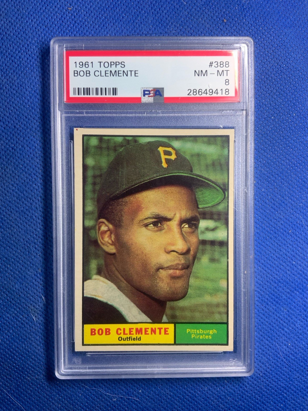 1961 TOPPS #388 ROBERTO BOB CLEMENTE HOF PSA 8