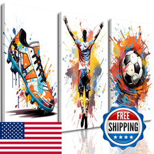 Veefeng 3Pcs Graffiti Soccer Canvas Wall Art Colorful Sneakers Posters Prints