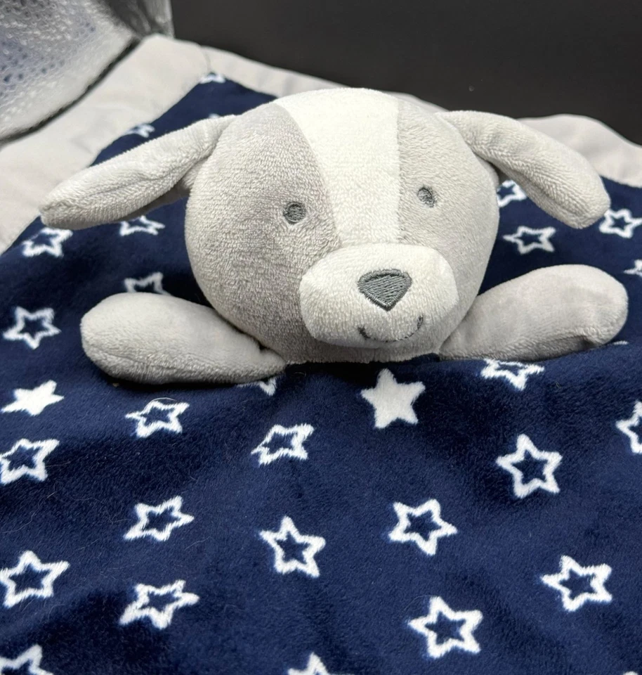 Carters Child of Mine Navy Gray Puppy Dog Lovey Security blanket Satin back 2017 - Image 2 of 4