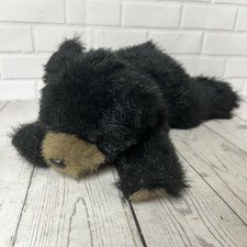 Bearington Laying Black Bear Plush Stuffed Animal