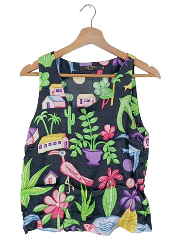NICE THINGS Canotta a bretelle Donna Taglia IT 42 verde-rosso-nero stile casual - Foto 1 di 5