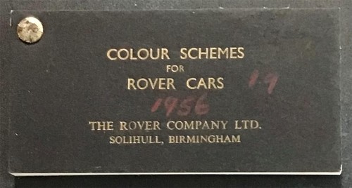 ROVER Cars Colour Schemes Paint Chart Duotone c1956