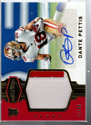 B4228- 2018 Panini Plates and Patches #206 Dante Pettis RC Auto Abzeichen / 99 