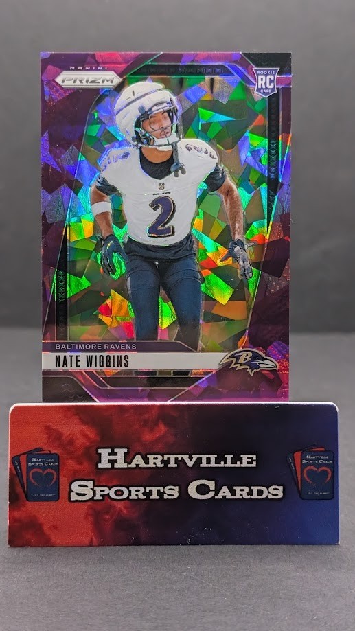 2024 Panini Prizm Nate Wiggins Purple Ice Prizm RC /225 Baltimore Ravens #380