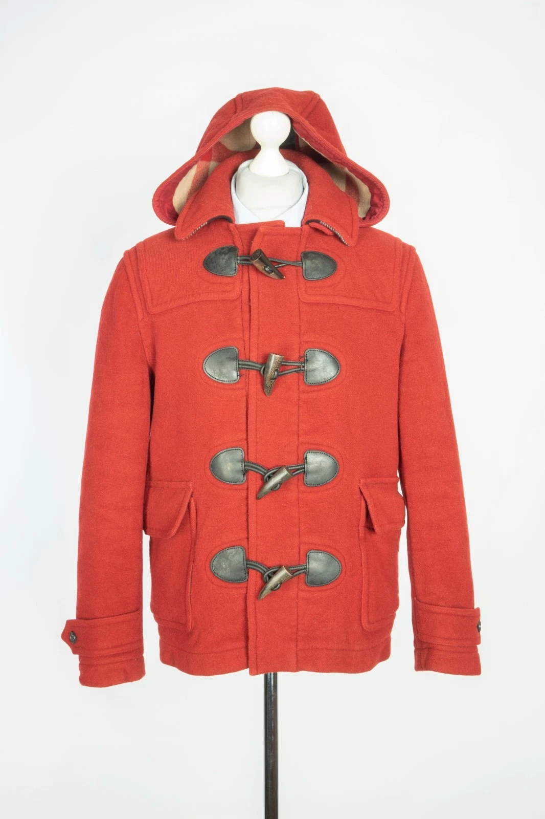 Burberry — Burberry London Red Burgundy Wool Men's Trench Duffle Coat Jacket Size 50 M