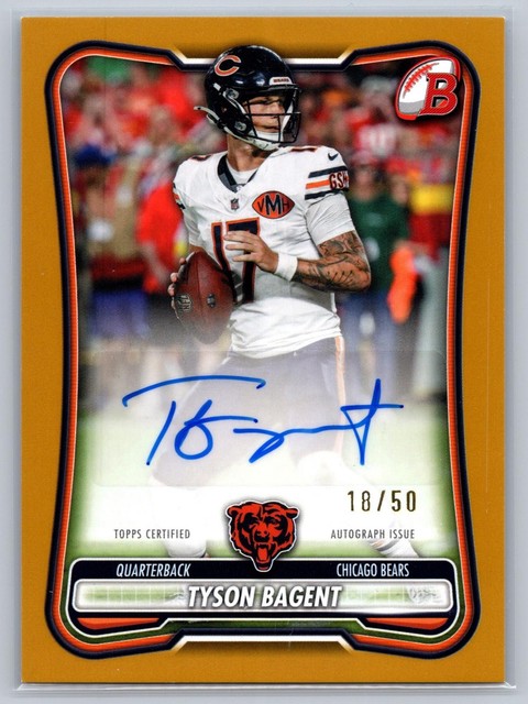 2026 Bowman #BPA-TB Tyson Bagent Autographs Gold #/50 Bears