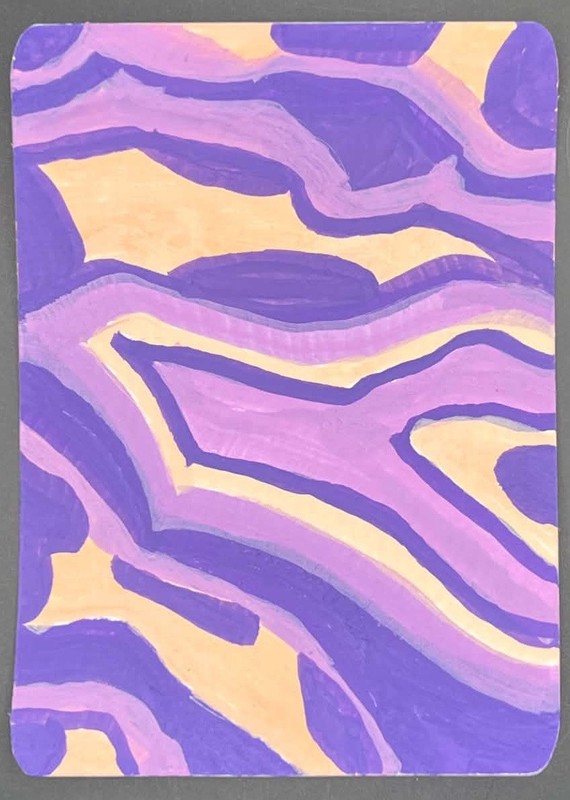 ACEO Handmade Original Abstract Color Purple & Pink Art Acrylic Markers on Paper