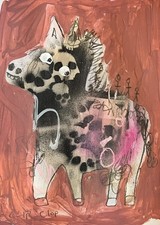 Original ausdrucksstarke Mischtechnik Malerei Zeichnung - Outsider Art - A4 auf Papier