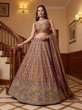 Luxury Fendi Silk Lehenga Choli Dori Zari Reception Engagement Dress