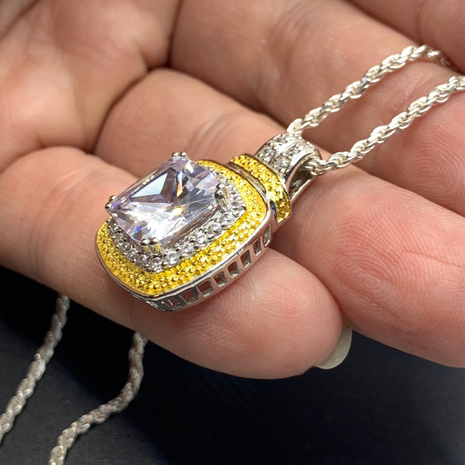 Solid 925 Sterling Silver 5CT Modified Square Cut… - image 3