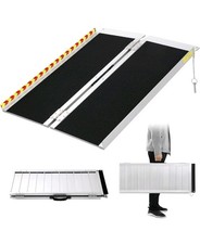 Wheelchair Ramp, 61/73cm Folding Portable Aluminum, 362kg Transition Plate Metal
