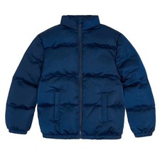 Wonder Nation Boys Puffer Jacket Sz L 10-12 Navy Quilted Winter Full Zip Warm