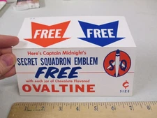 OVALTINE Captain Midnight 1957 Secret Squadron TV emblem premium SHELF TALKER