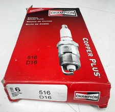Pack of 6) Champion 516 D16 Agricultural Industrial Spark Plugs 18mm Thread Size