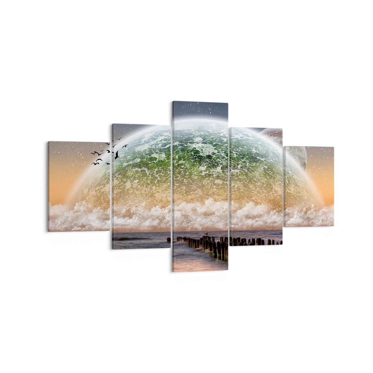 Cuadro Sobre Lienzo 125x70cm Cuadros Pared Abstracci�n planeta tierra globo Art