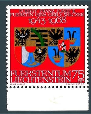 LIECHTENSTEIN - 1968 -Nozze d'argento del Principe Francesco Giuseppe II - Foto 1 di 1