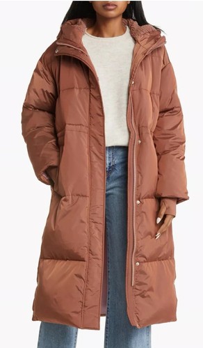 UGG Women Keeley Long Puffer Water Resistant Coat/Jacket Dark Chestnut Sz S NWT - 第 1/12 張圖片