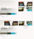 Stamps 2020 Australia sport stadiums set of 4 & peel & stick pair official FDCs