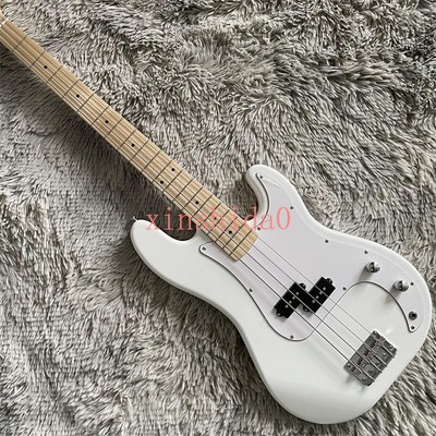 White PB Electric Bass Guitar 4 String Chrome Hardware White Pickguard Dot Inlay