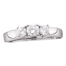 14kt White Gold Womens Round Diamond 3-stone Wedding Engagement Ring 1/2ctw